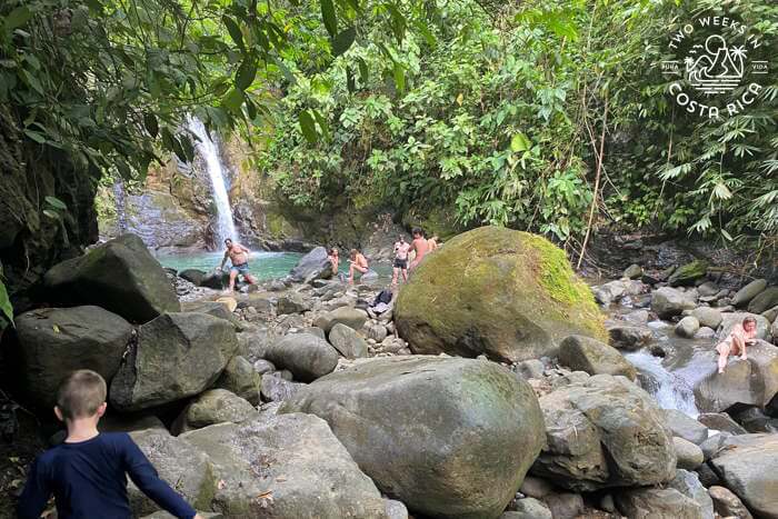 Crossing rocks, Uvita Waterfall