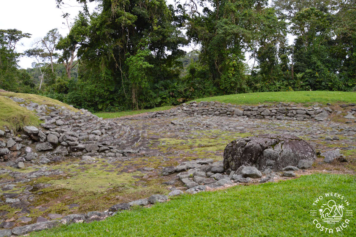 Stacked stones that were once the foundations for buildings