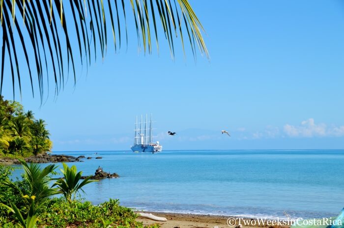 A large sailing ship off the coast of Drake Bay, Costa Rica