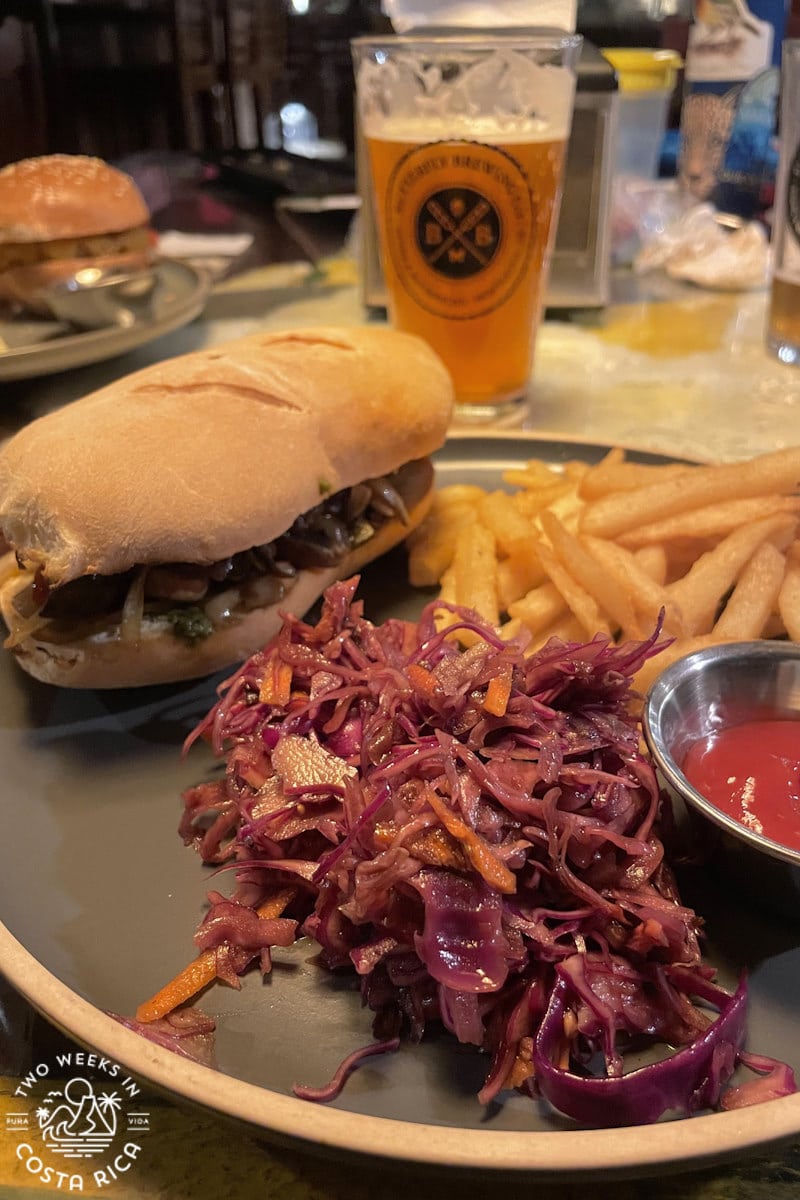 sandwich and beer at butterfly brewing company