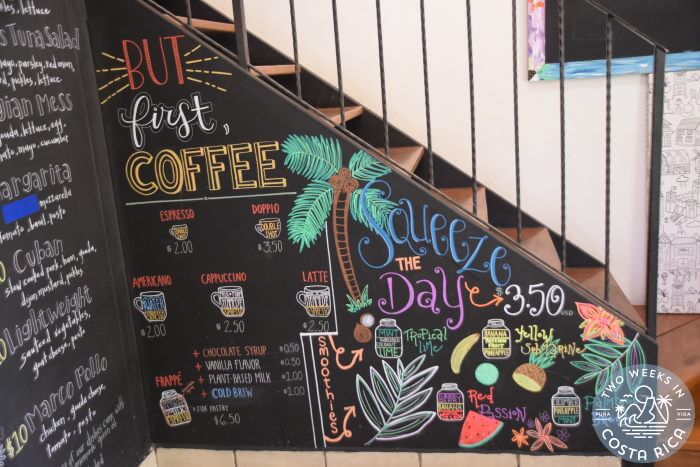 Chalkboard Menu During Covid Costa Rica