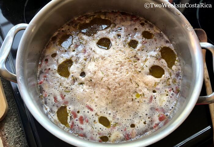 Beginning stages of cooking homemade beans