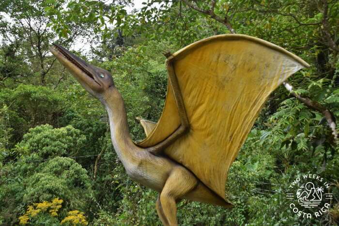 dinosaur statue with jungle surrounds in bajos del toro