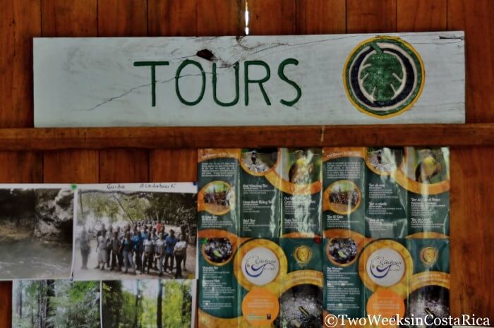 A sign that says Tours inside Corcovado’s El Tigre Entrance