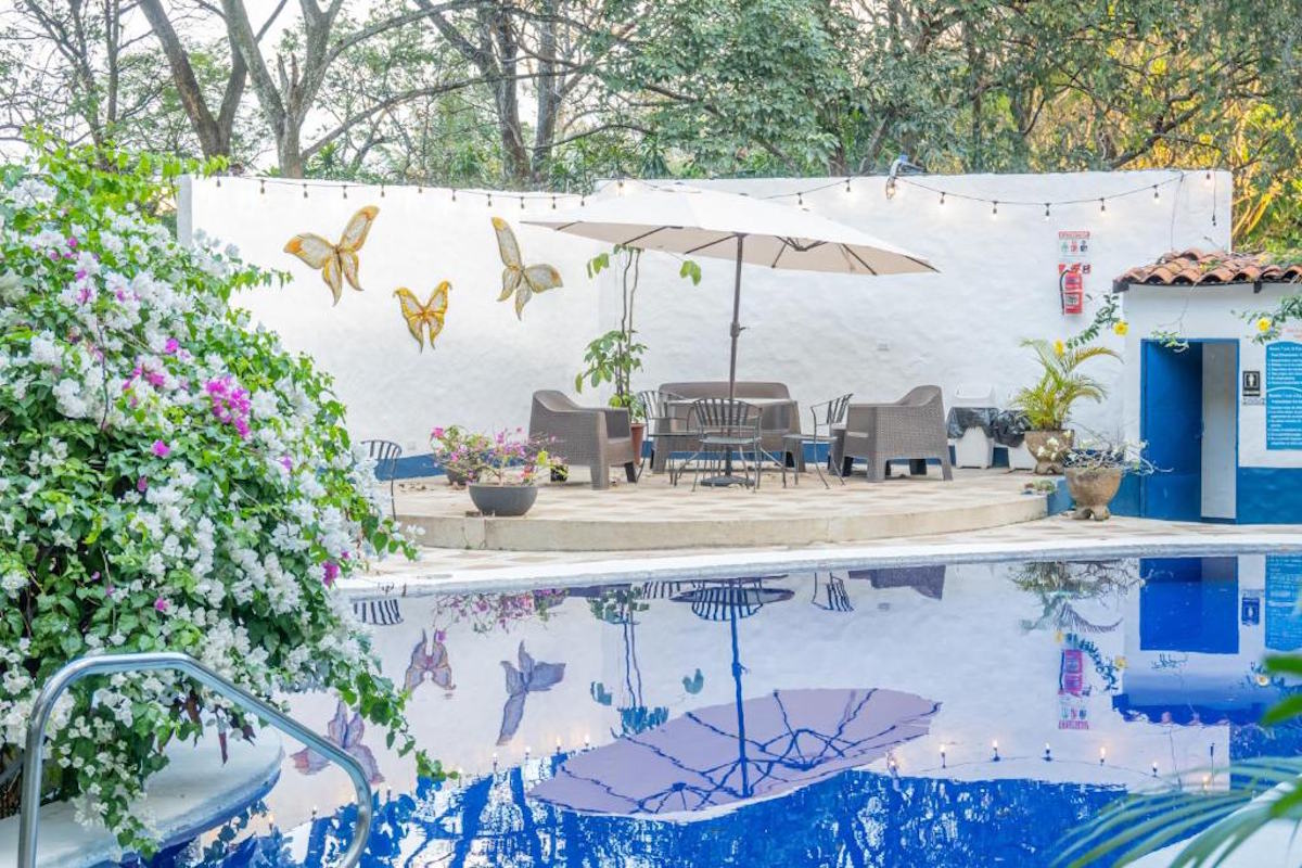 Pool area at hotel aeropuerto, san jose airport