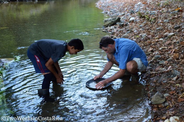 Learning how to pan for gold on a tour near Puerto Jimenez