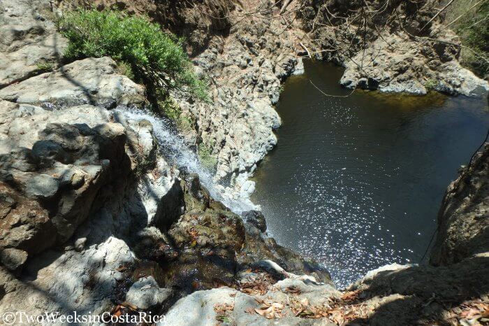 Looking down into the waterfall pool at Montezuma Waterfalls