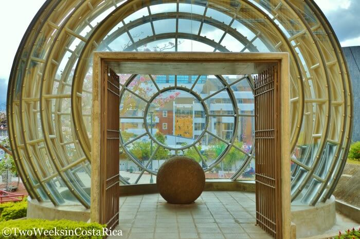 Stone sphere on display outside the National Museum 