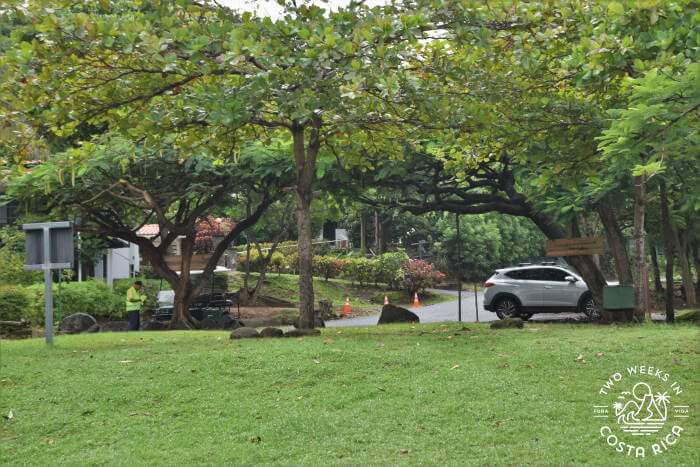 A car parked near the beach