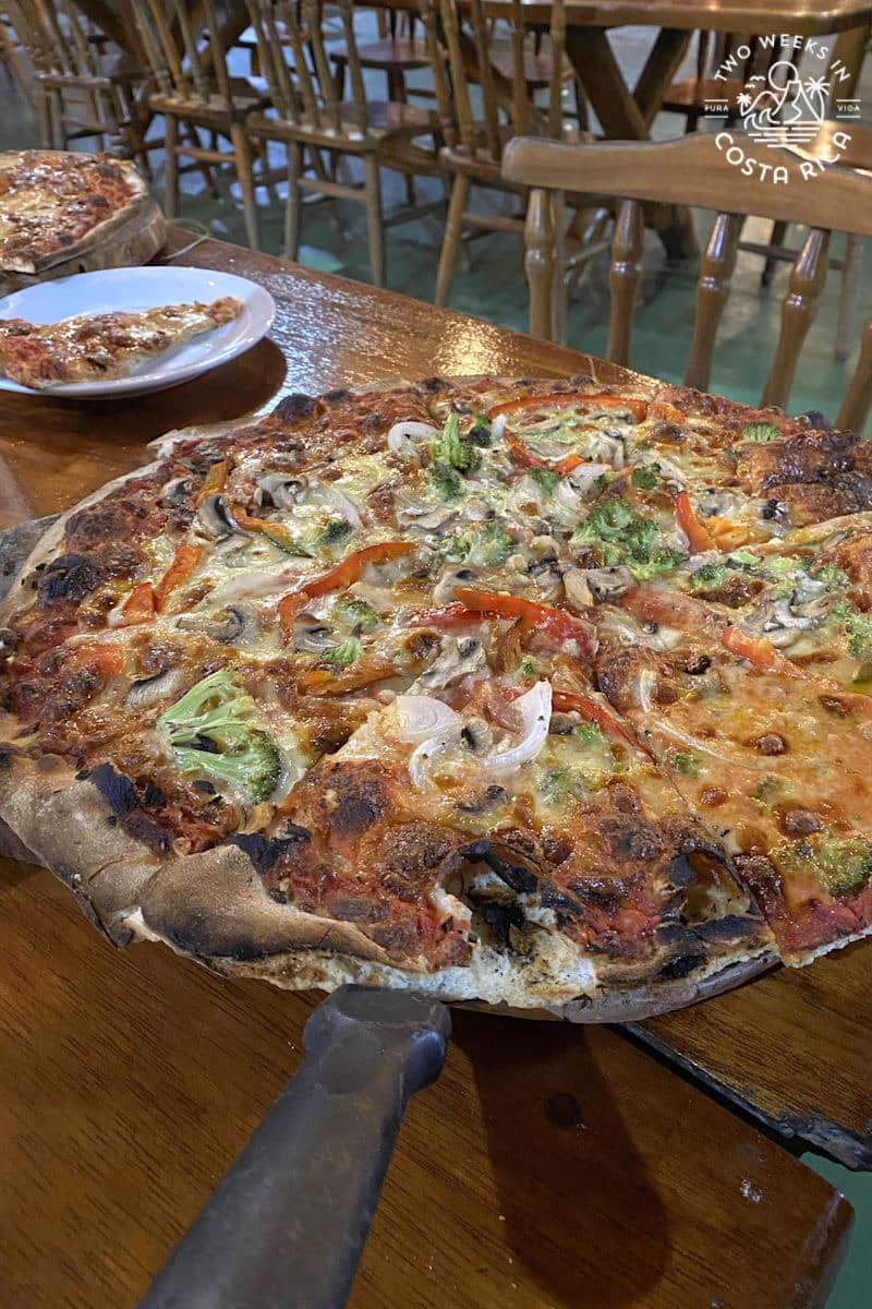 a veggie pizza at rancho tico restaurant