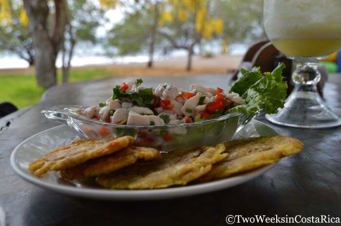 Ceviche and patacones at Roberto's restaurant