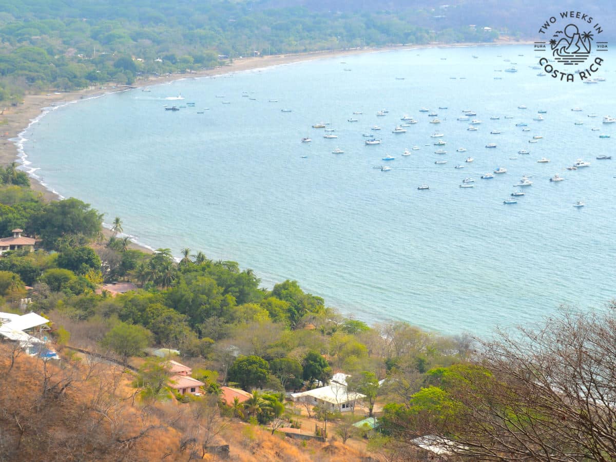 Overlooking the town of Playas del Coco and adjacent cove during dry season