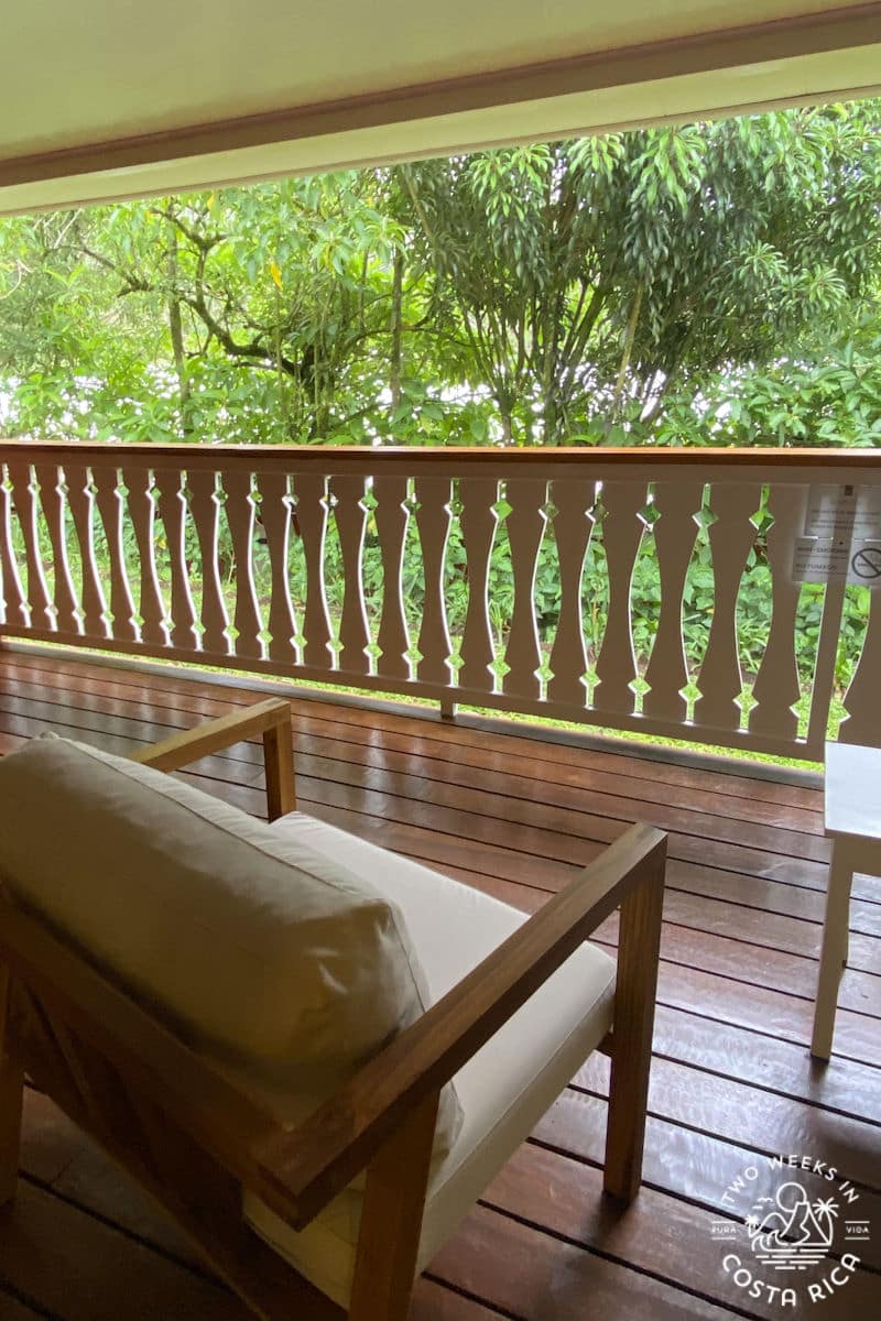 chair on the porch at cloud forest lodge costa rica