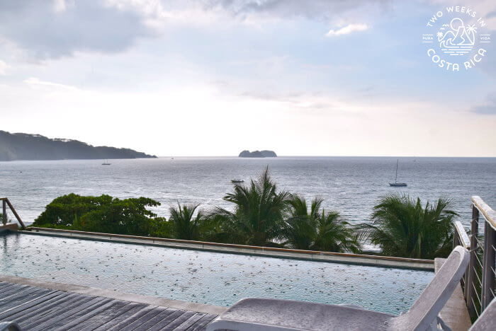 Rooftop pool at a hotel in Playa Hermosa on a rainy day