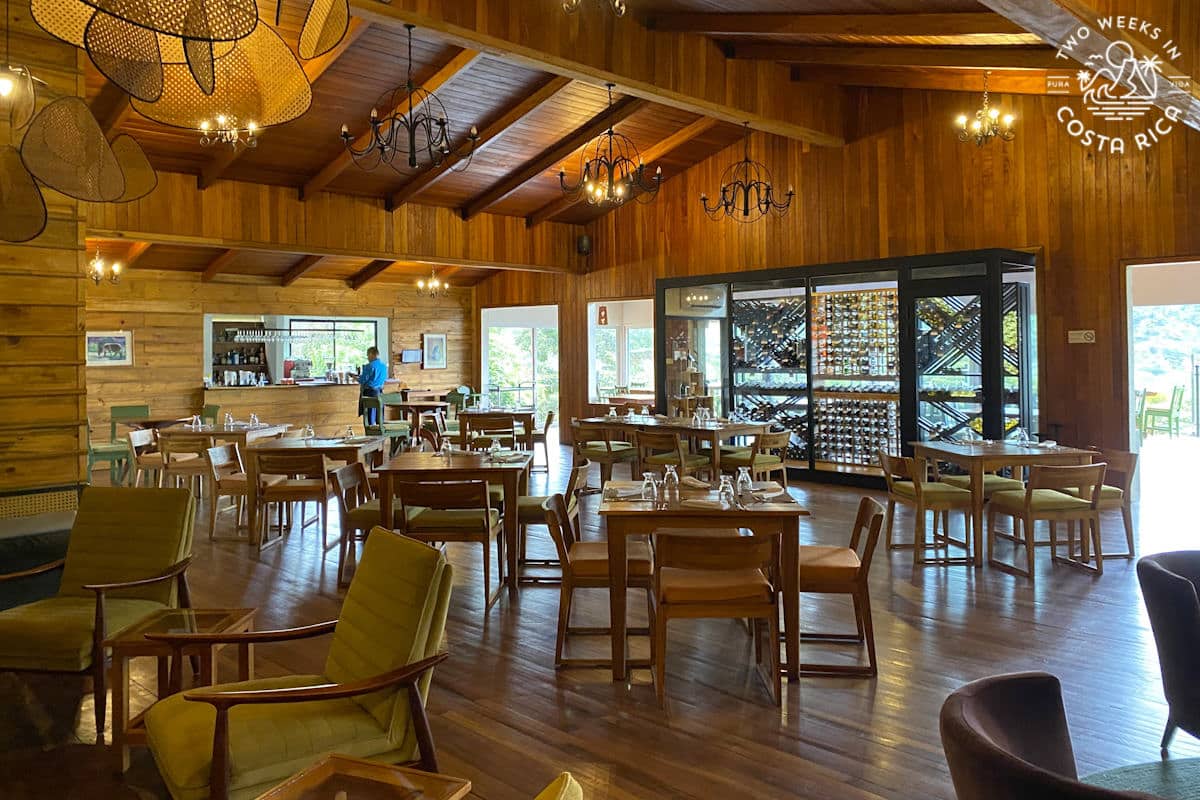 elegant dining room of restaurant at cloud forest lodge