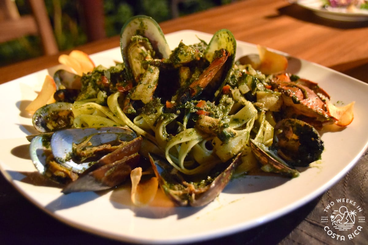 seafood and pasta dish at claudio's grill restaurant in drake bay