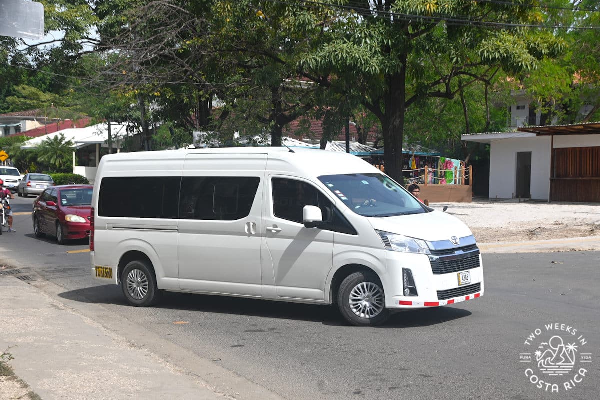 a typical shuttle van in costa rica used for tourism