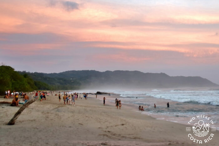 A beautiful sunset in Santa Teresa with people gathering