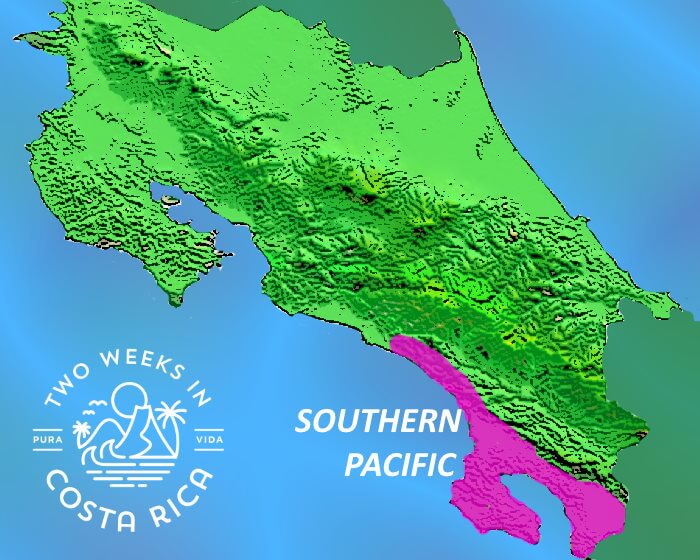 Map of Costa Rica Southern Pacific Region