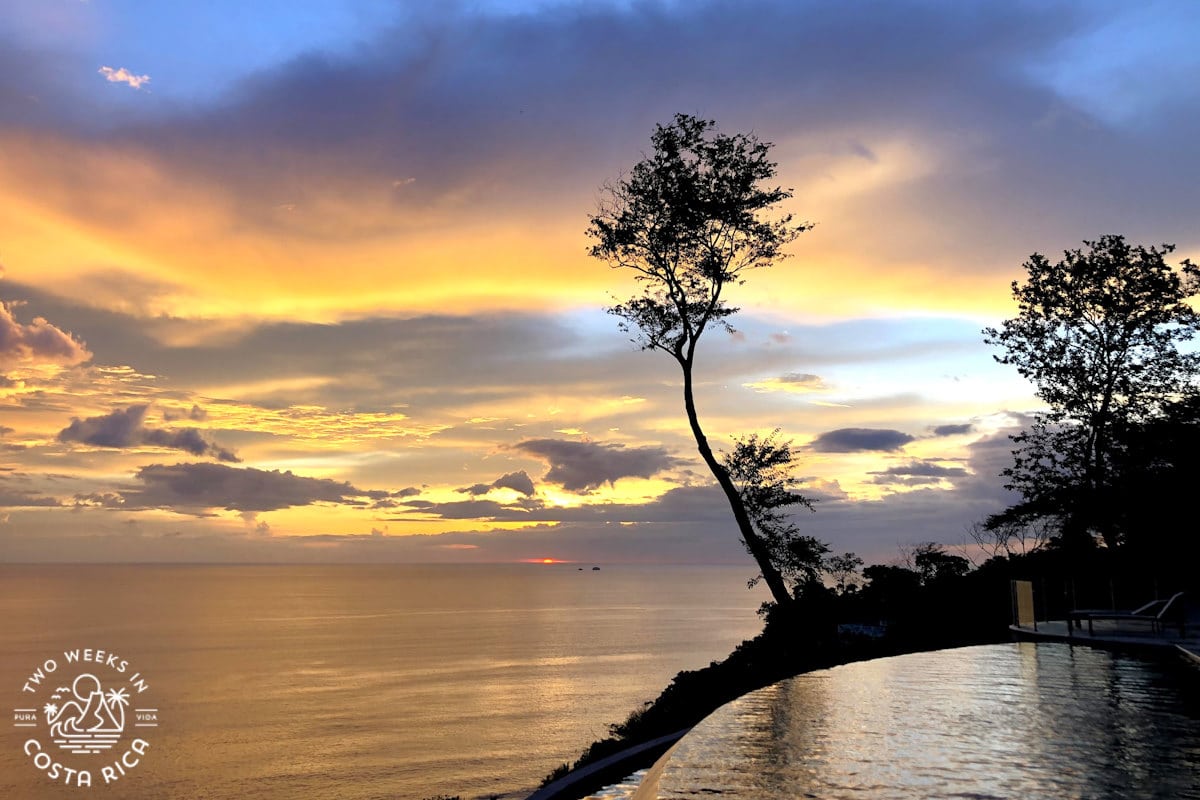 sunset ocean view from an infinity point