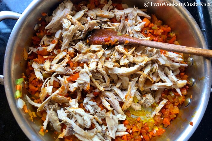 Making Homemade Costa Rican Arroz Con Pollo