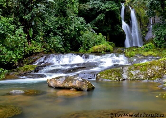 the Diamante Waterfall in Costa Rica in rainy season